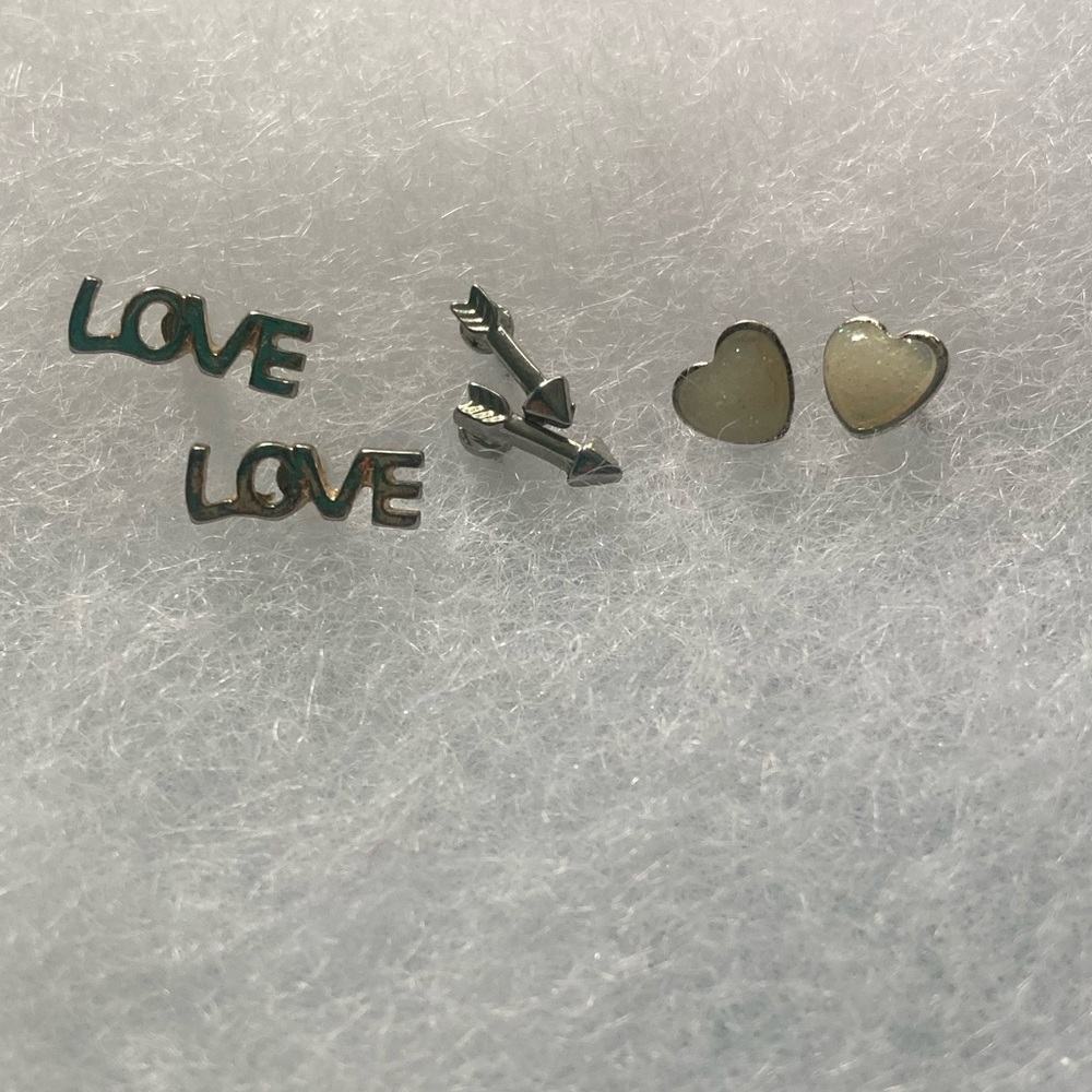 Three Pairs of Fun Gold and Silver Stud Earrings